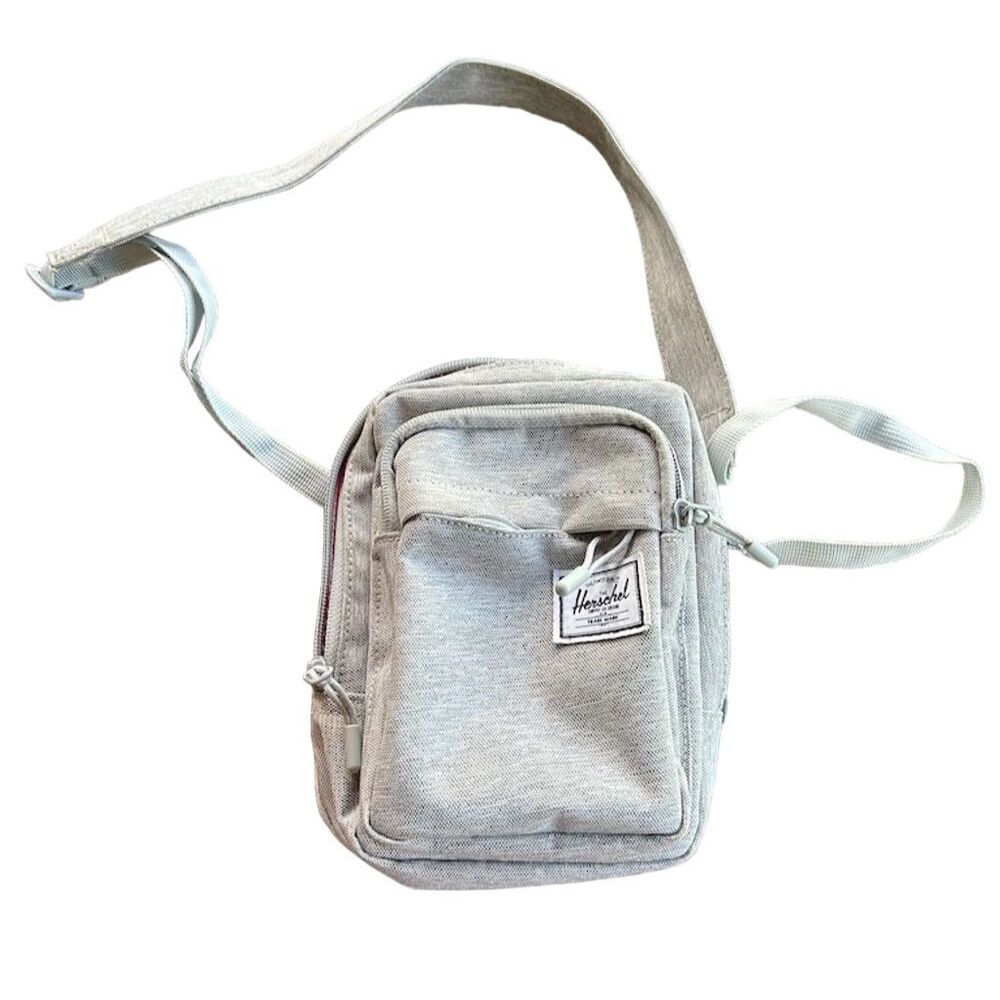 Herschel Cruz Crossbody Shoulder Bag Light Grey Crosshatch Unisex Adjustable
